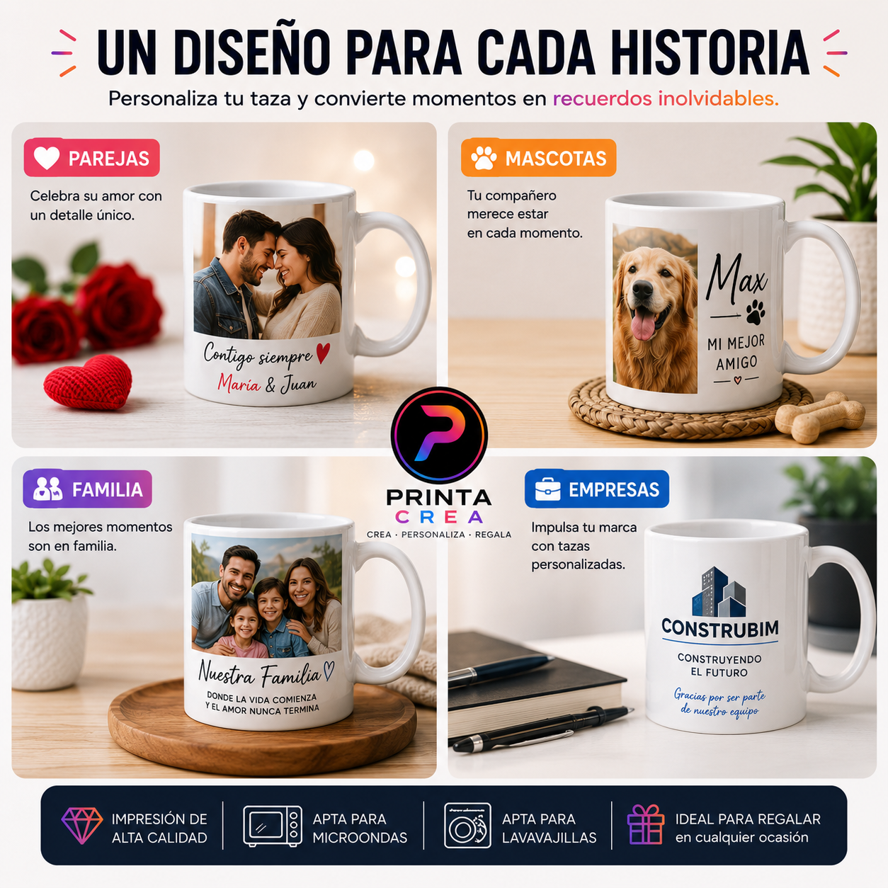 Taza Personalizada 11oz | Foto, Nombre, Logo o Diseño | Printa Crea