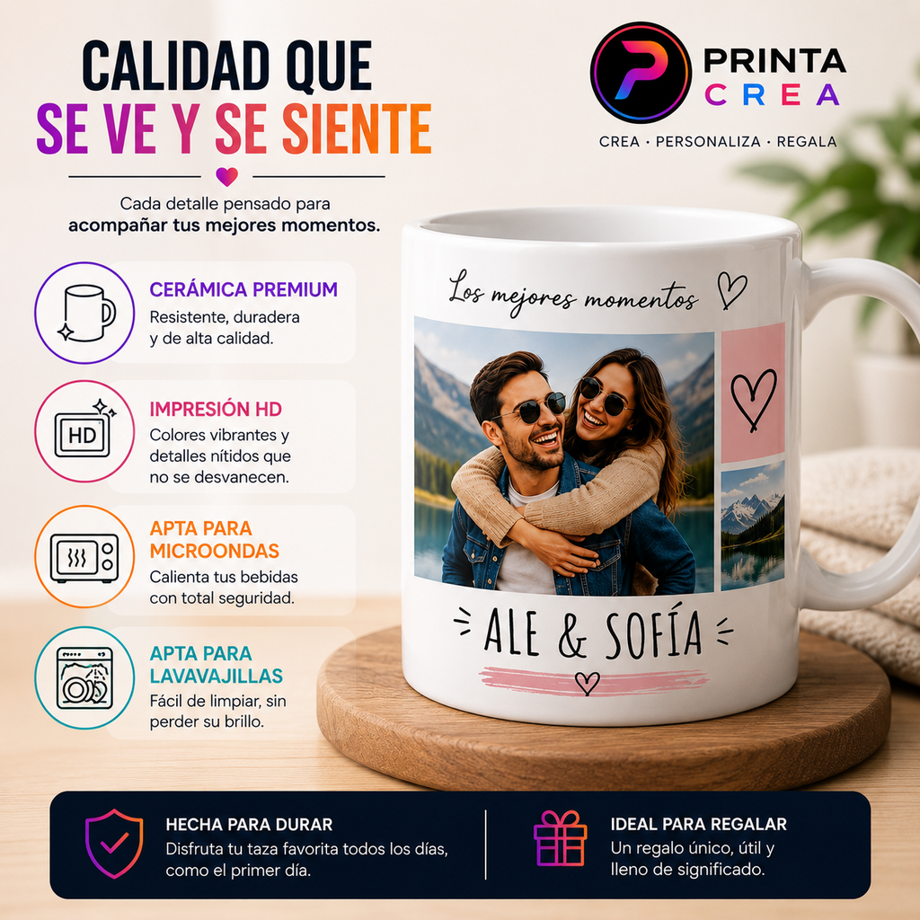 Taza Personalizada 11oz | Foto, Nombre, Logo o Diseño | Printa Crea