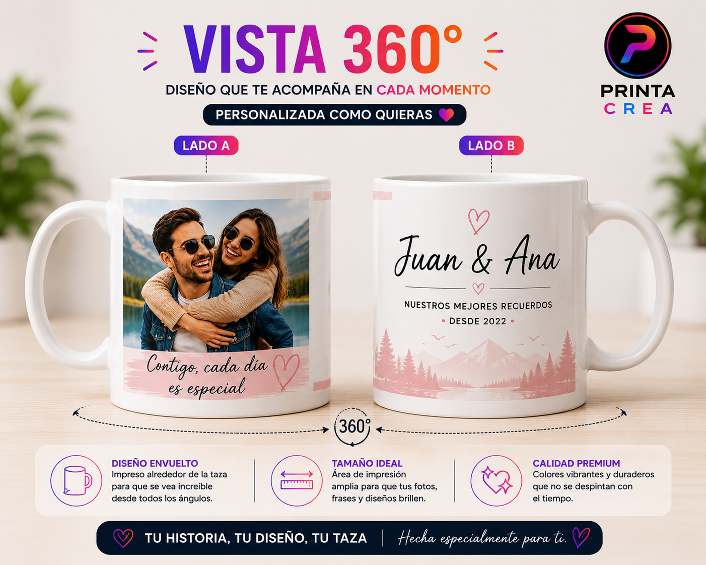 Taza Personalizada 11oz | Foto, Nombre, Logo o Diseño | Printa Crea